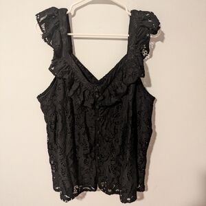 Torrid Black Lace Ruffle Strap Cami Crop Top Size 2X